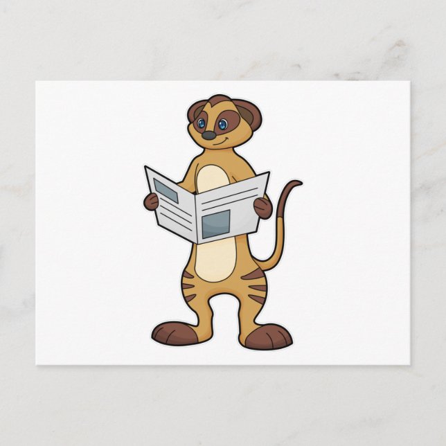 Meerkat bei Reading a Newspapier Postkarte (Vorderseite)