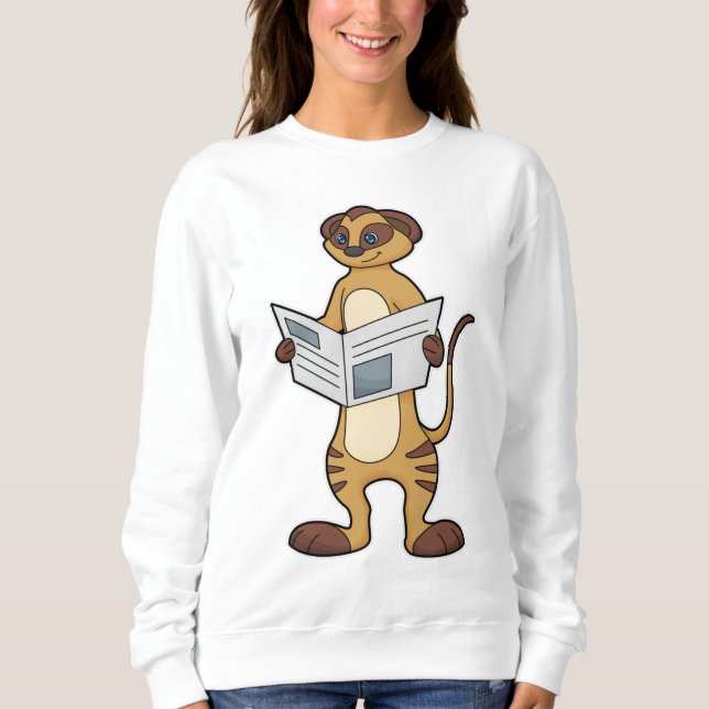 Meerkat bei Reading a Newspapier Sweatshirt (Vorderseite)