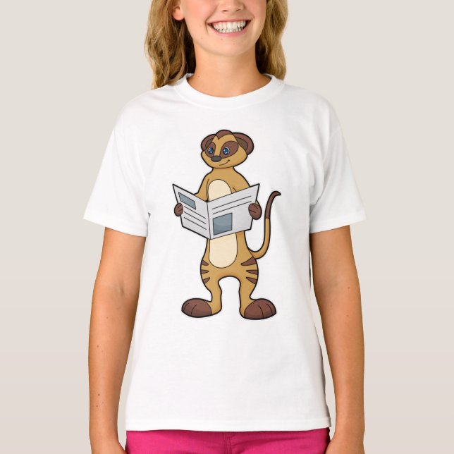 Meerkat bei Reading a Newspapier T-Shirt (Vorderseite)