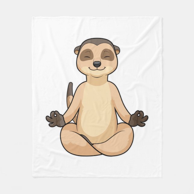 Meerkat bei Yoga Meditation Fleecedecke (Vorderseite)