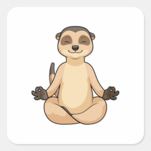 Meerkat bei Yoga Meditation Quadratischer Aufkleber