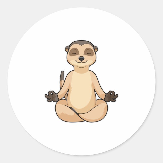 Meerkat bei Yoga Meditation Runder Aufkleber (Vorderseite)