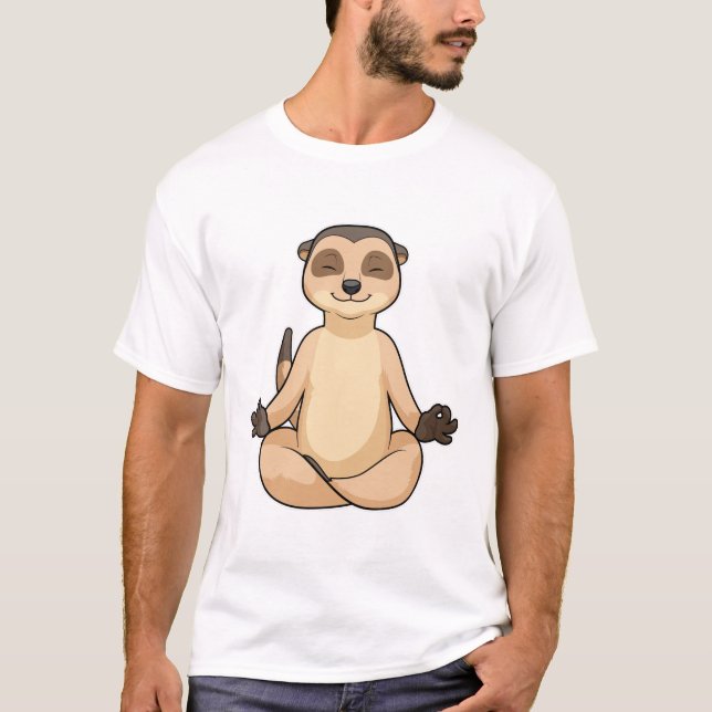 Meerkat bei Yoga Meditation T-Shirt (Vorderseite)