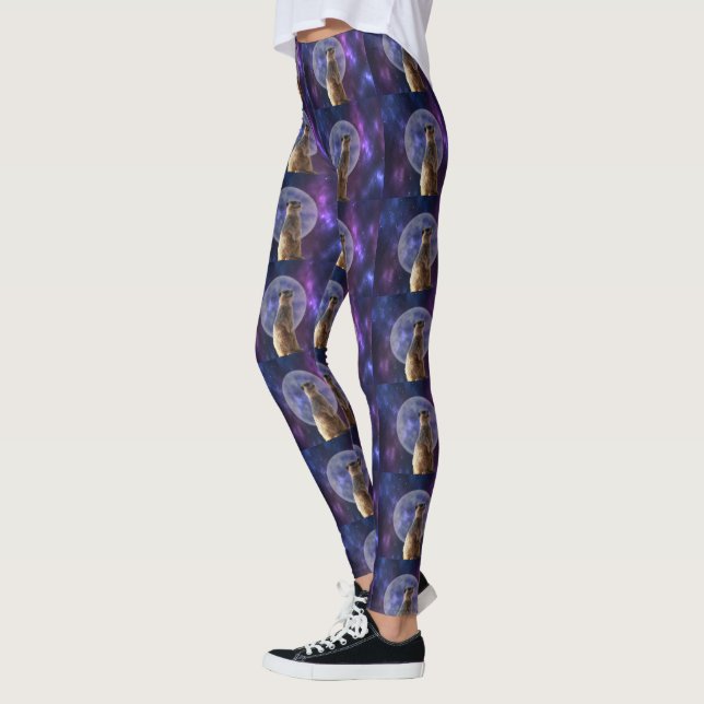 Meerkat Blue Nebula Moon Night, Leggings (Links)