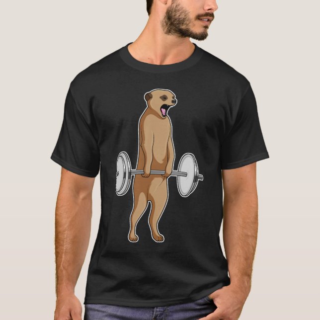Meerkat Bodybuilding Dumbells T-Shirt (Vorderseite)