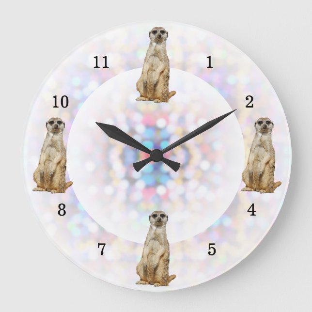 Meerkat Bright Lights Hintergrund Große Wanduhr (Vorderseite)