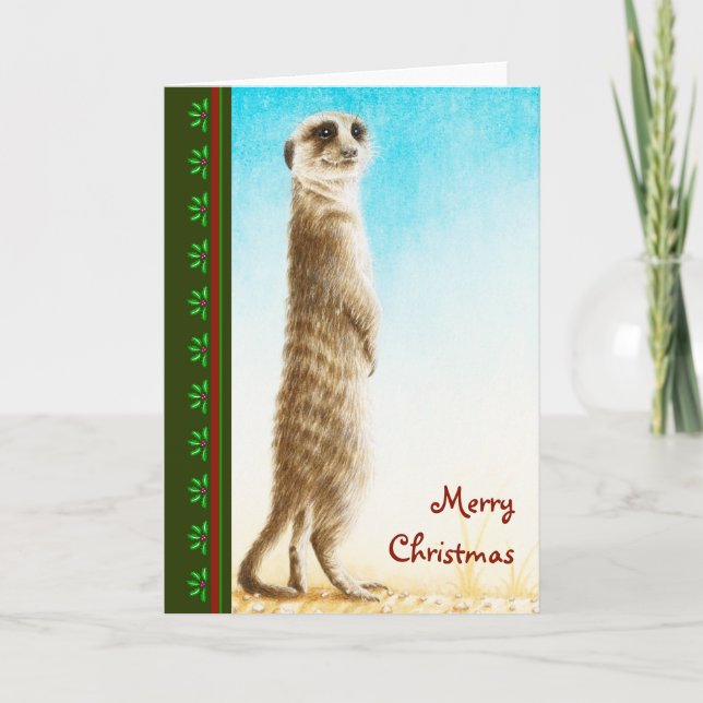 Meerkat Christmas Card Feiertagskarte (Vorderseite)