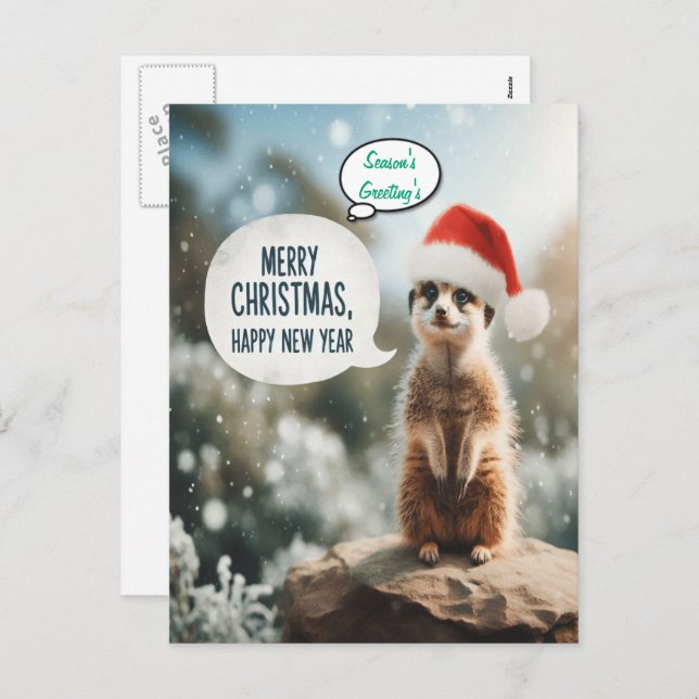 Meerkat Christmas Cheer Santa Feiertagspostkarte (Vorne/Hinten)