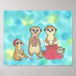 Meerkat Christmas Holiday Animal Kinderzimmer Post Poster