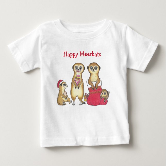 Meerkat Christmas Holiday Baby T - Shirt (Vorderseite)