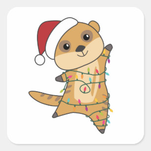 Meerkat Christmas Snow Winter Animals Quadratischer Aufkleber
