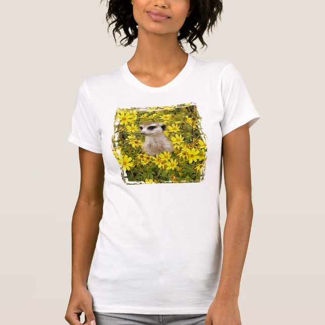 MEERKAT, DAS IN DEN BLUMEN SICH VERSTECKT T-Shirt (Vorderseite)