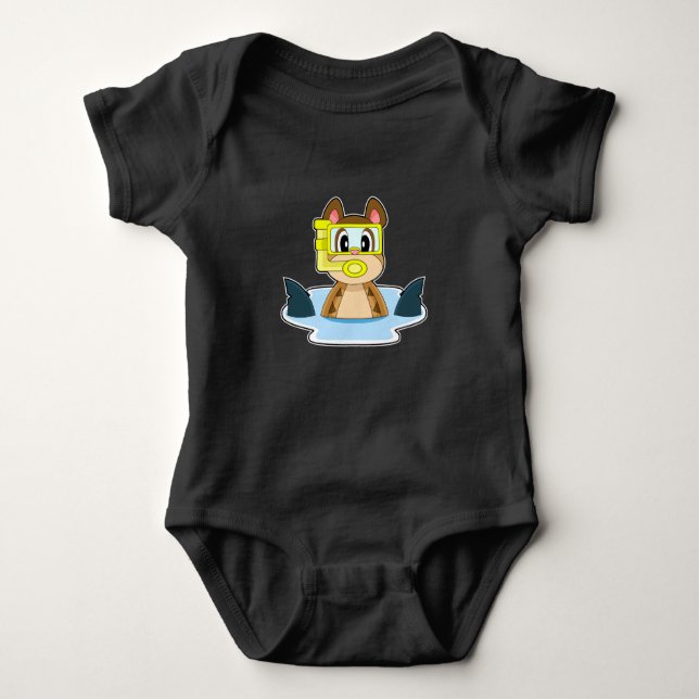 Meerkat Diver Shark fin Baby Strampler (Vorderseite)