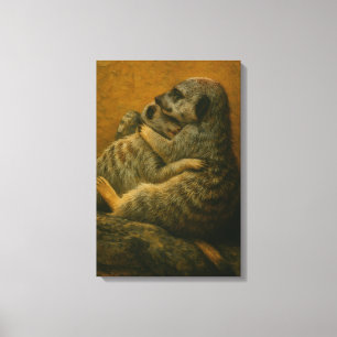 Meerkat Embrace - Heartfelt Wildlife Art Print Leinwanddruck
