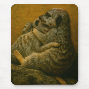 Meerkat Embrace - Heartfelt Wildlife Art Print Mousepad