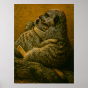 Meerkat Embrace - Heartfelt Wildlife Art Print Poster