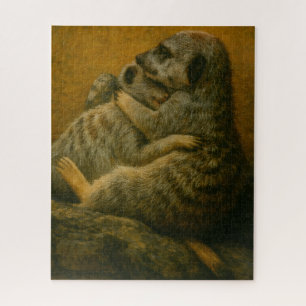 Meerkat Embrace - Heartfelt Wildlife Art Print Puzzle