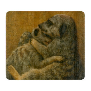 Meerkat Embrace - Heartfelt Wildlife Art Print Schneidebrett
