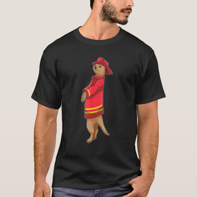 Meerkat Firefighter Fire Department Helmet T-Shirt (Vorderseite)