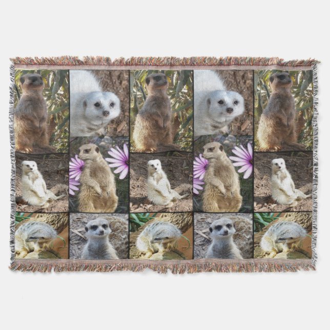 Meerkat Foto Collage Woven Throw Blanket Decke (Vorderseite)