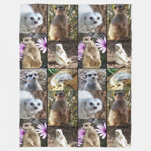 Meerkat FotoCollage, Grosses Fleece Blanket. (Vorderseite)