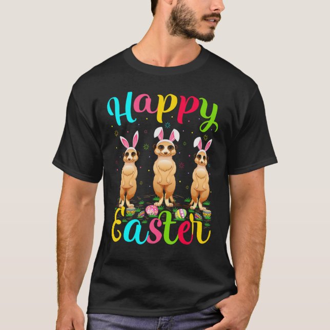 Meerkat Funny Easter Egg Bunny Meerkat Happy Eas T-Shirt (Vorderseite)