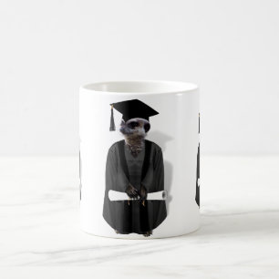 Meerkat Graduate W/Gray Gown & Black Sash Tasse