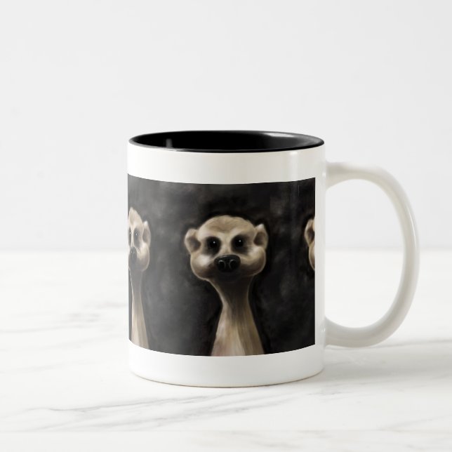 Meerkat große Kaffee-Tasse! Zweifarbige Tasse (Rechts)