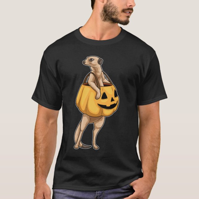 Meerkat Halloween Kürbislaterne T-Shirt (Vorderseite)