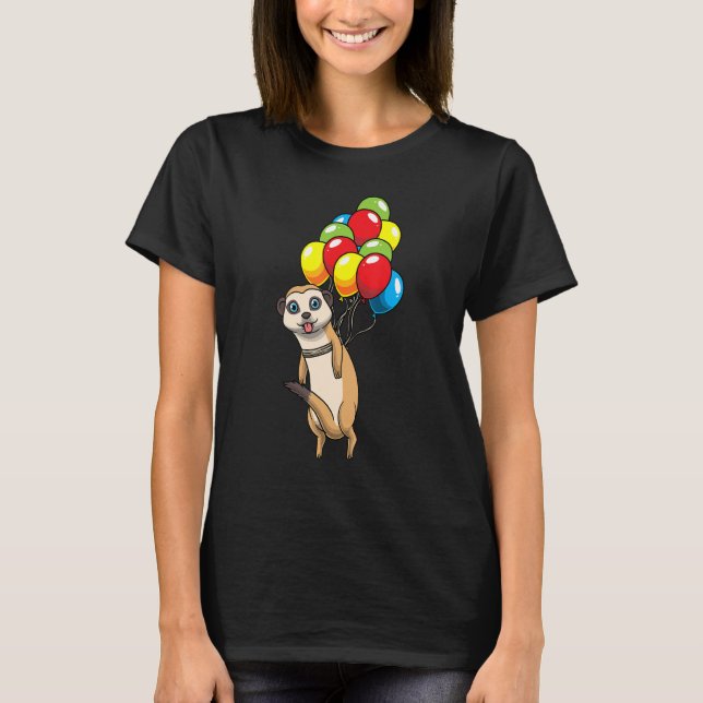 Meerkat hanging auf Balloons Suricate African Anim T-Shirt (Vorderseite)