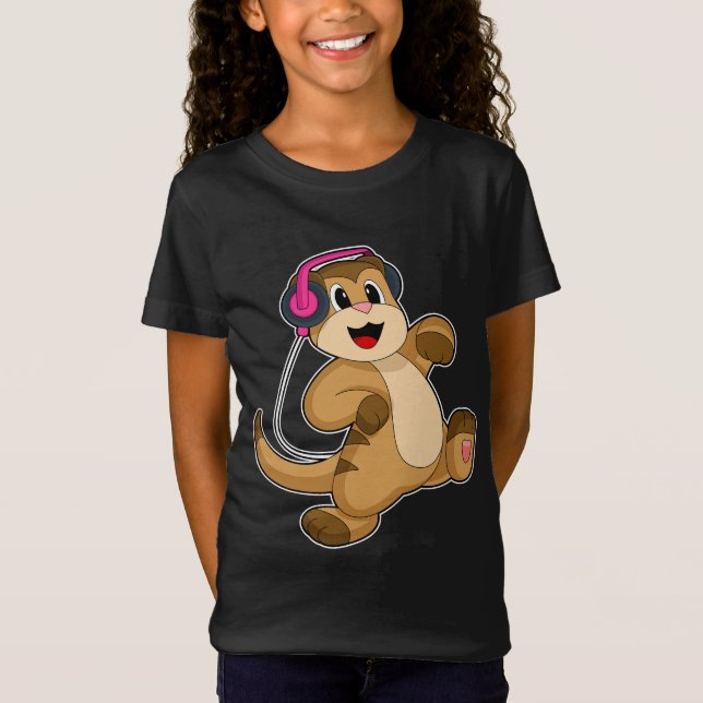 Meerkat Headphone Music T-Shirt (Vorderseite)