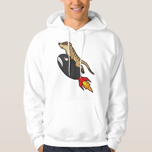 Meerkat im Flug mit Rakete Hoodie (Vorderseite)