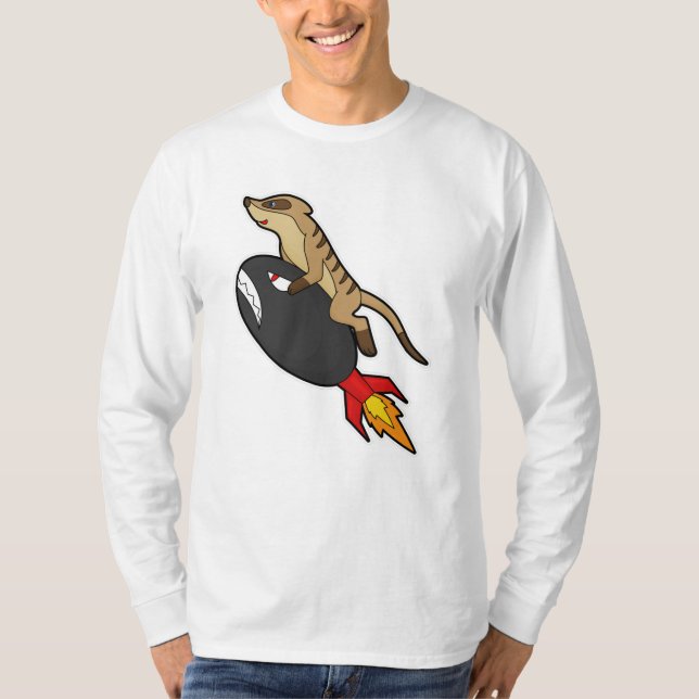 Meerkat im Flug mit Rakete T-Shirt (Vorderseite)