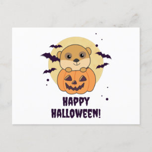 Meerkat in Pumpkin Cute Animals Happy Halloween Postkarte