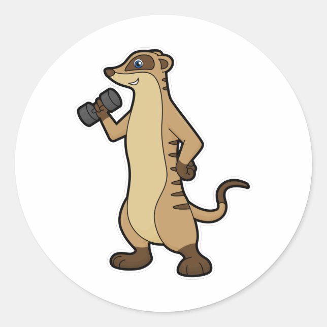 Meerkat Krafttraining mit Dumbell Runder Aufkleber (Vorderseite)