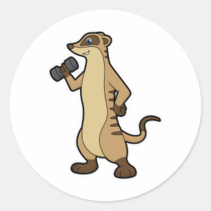 Meerkat Krafttraining mit Dumbell Runder Aufkleber