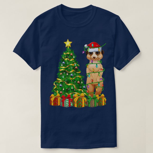Meerkat Lighting Xmas Tree Matching Meerkat Christ T-Shirt (Design vorne)