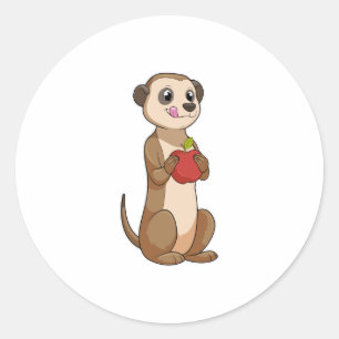 Meerkat mit Apple Runder Aufkleber