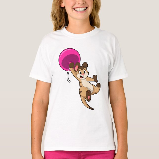 Meerkat mit Balloon T-Shirt (Vorderseite)