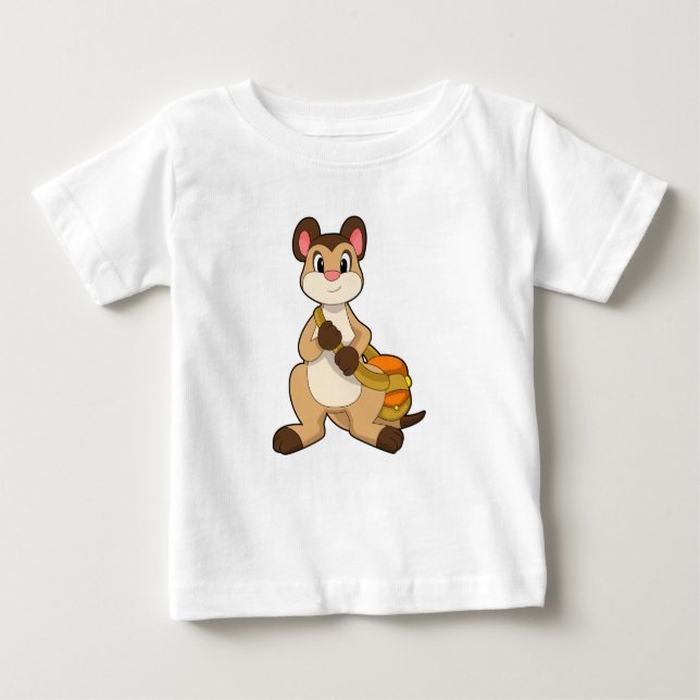 Meerkat mit Beutel Baby T-shirt (Vorderseite)