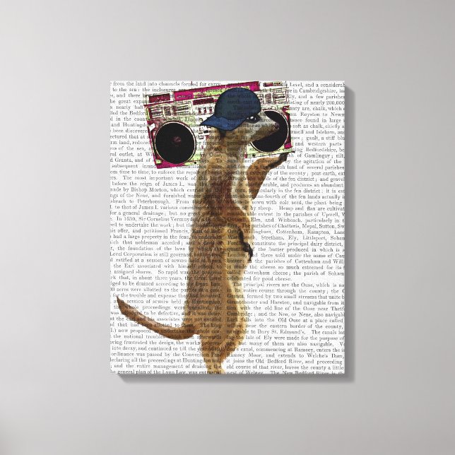 Meerkat mit Boom Box Ghetto Blaster Leinwanddruck (Vorderseite)