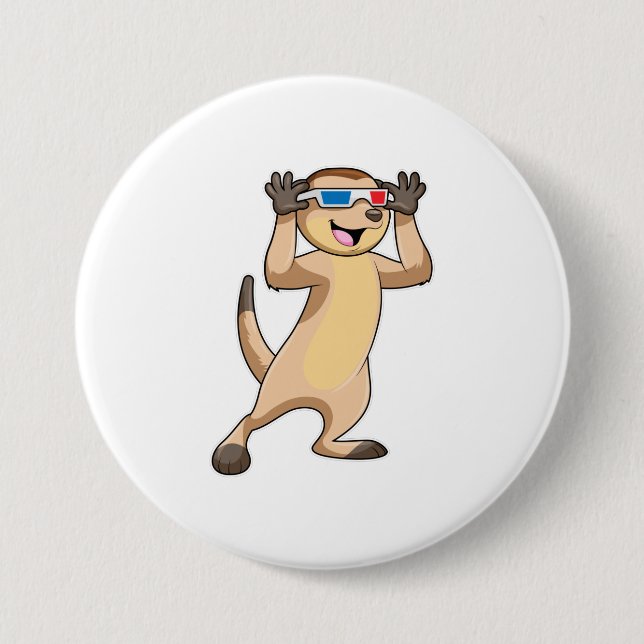 Meerkat mit Brille Button (Vorderseite)
