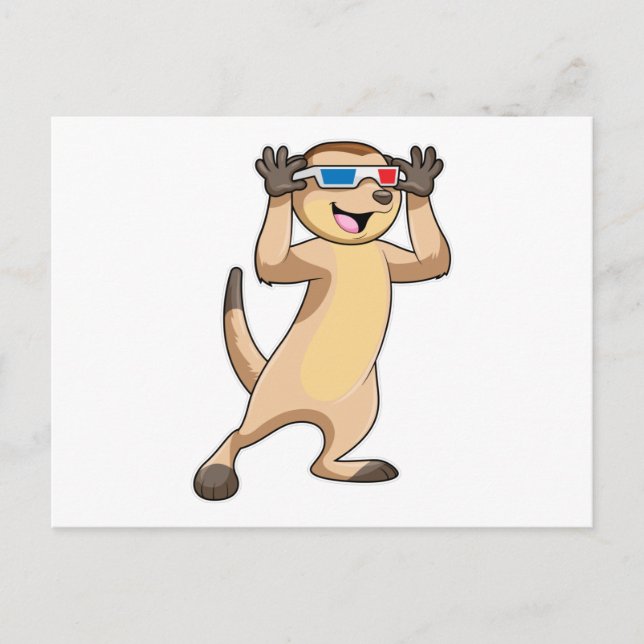Meerkat mit Brille Postkarte (Vorderseite)