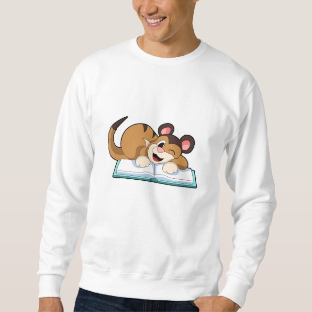 Meerkat mit Buch Sweatshirt (Vorderseite)