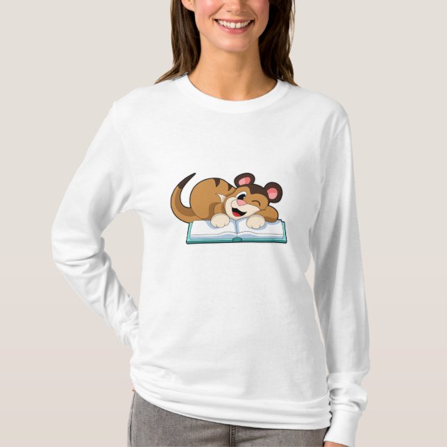 Meerkat mit Buch T-Shirt (Vorderseite)