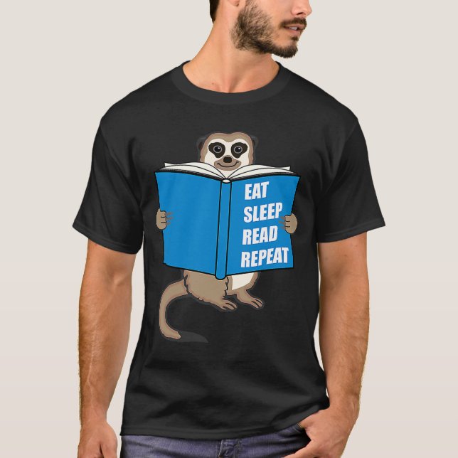 Meerkat mit Buchbüchern Reading Hobby T-Shirt (Vorderseite)