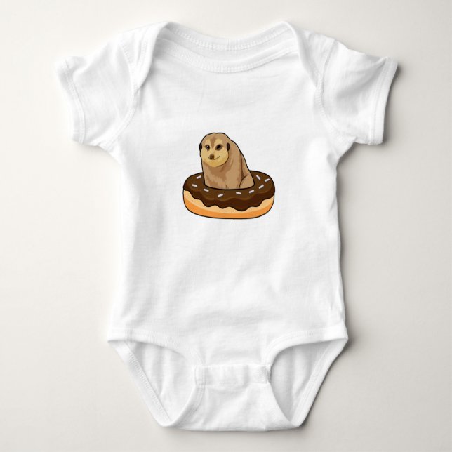 Meerkat mit Donut Baby Strampler (Vorderseite)