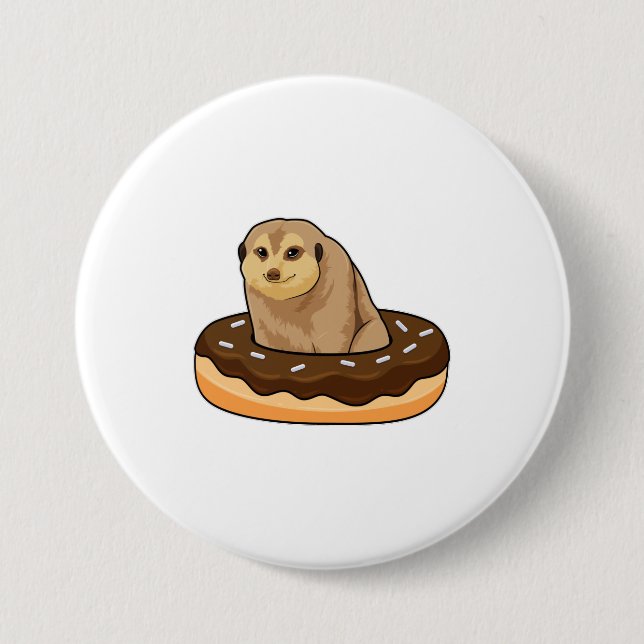 Meerkat mit Donut Button (Vorderseite)