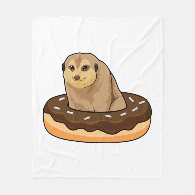Meerkat mit Donut Fleecedecke (Vorderseite)