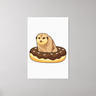 Meerkat mit Donut Leinwanddruck